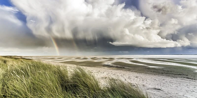 Strand & Meer Wattenmeer Nordsee im schwarzen Bilderrahmen, 120x60cm