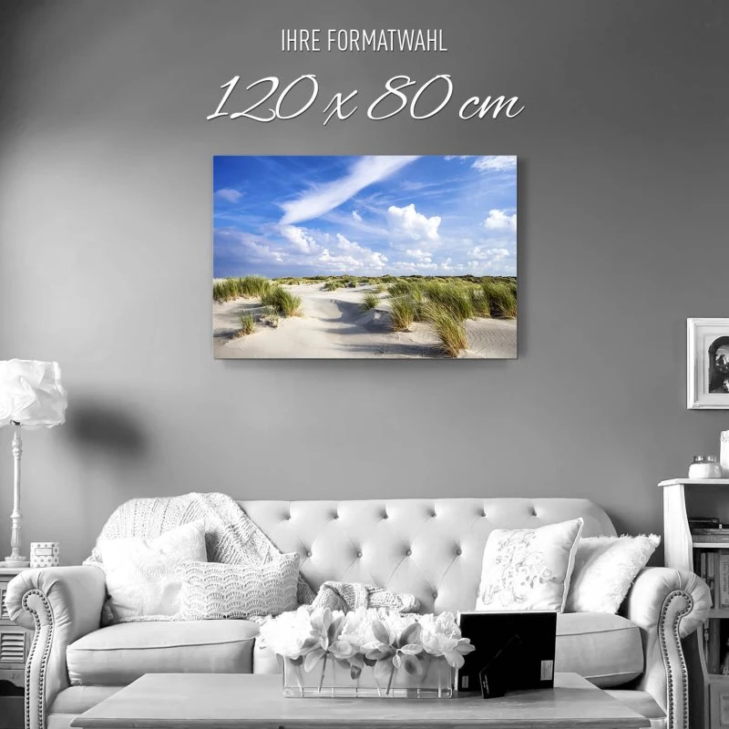 Strand & Meer Dünen Langenoog Nordsee als Alu-Dibond Bild 120x80cm