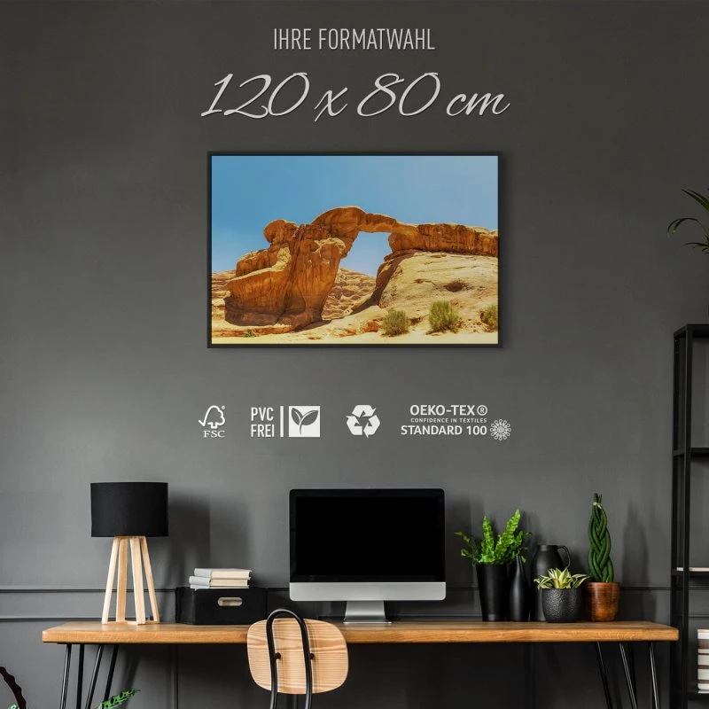 Berge & Gebirge Wadi Rum Wüste im schwarzen Bilderrahmen, 120x80cm