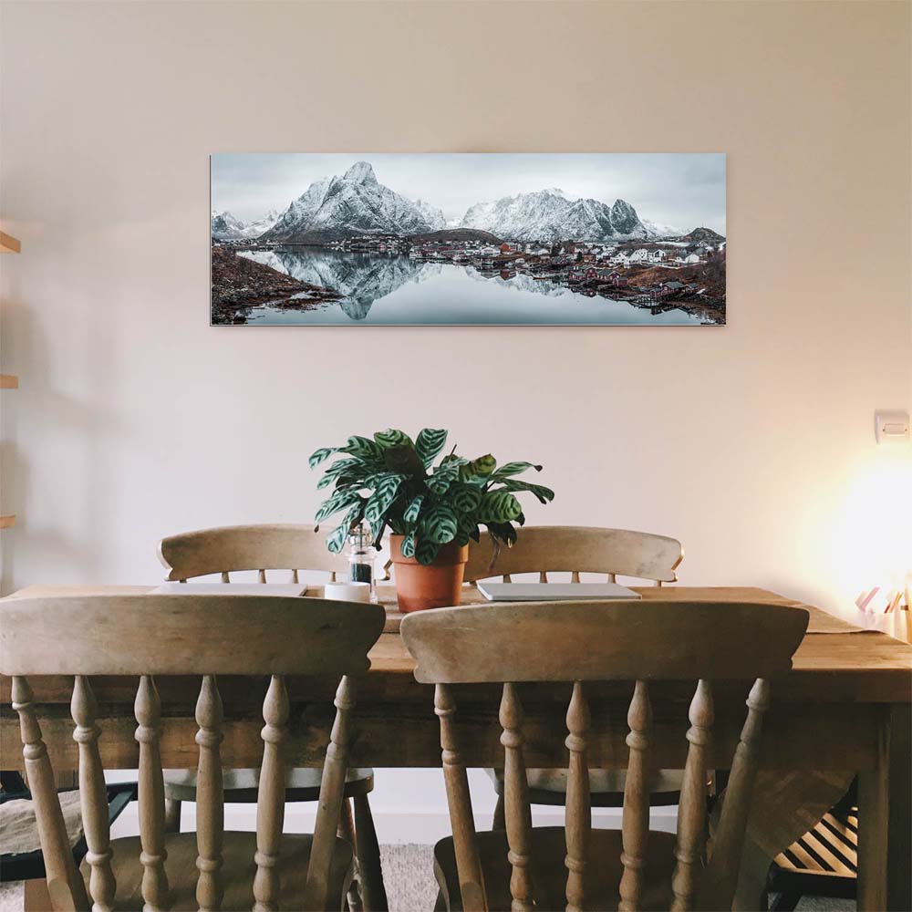 Panorama Alu-Dibond Bild 180x90cm Berge & Meer Lofoten Norwegen