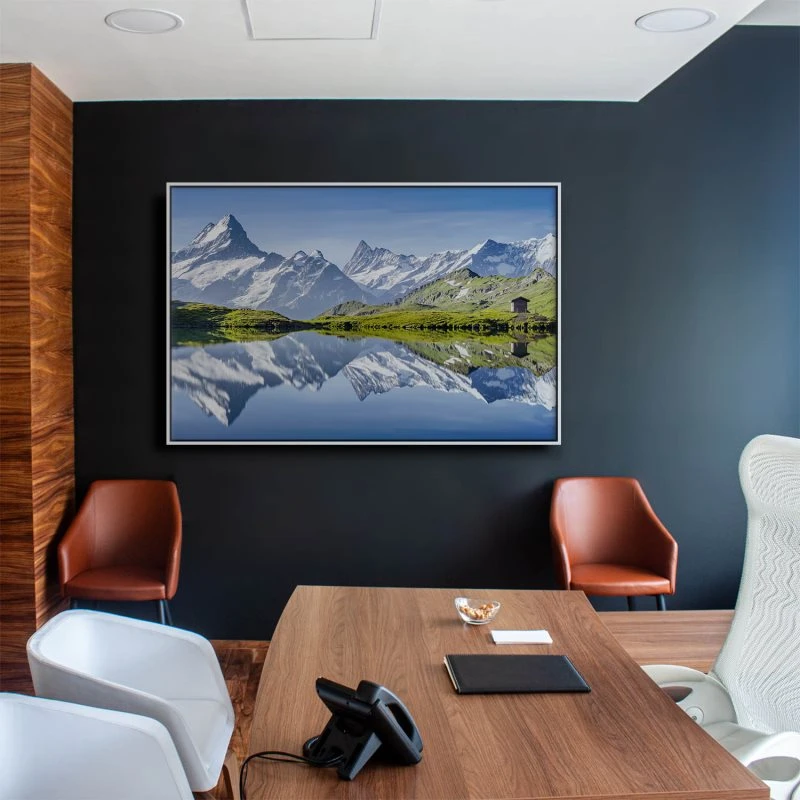 Berge & Gebirge Bachalpsee Schweiz im weißen Bilderrahmen, 150x100cm
