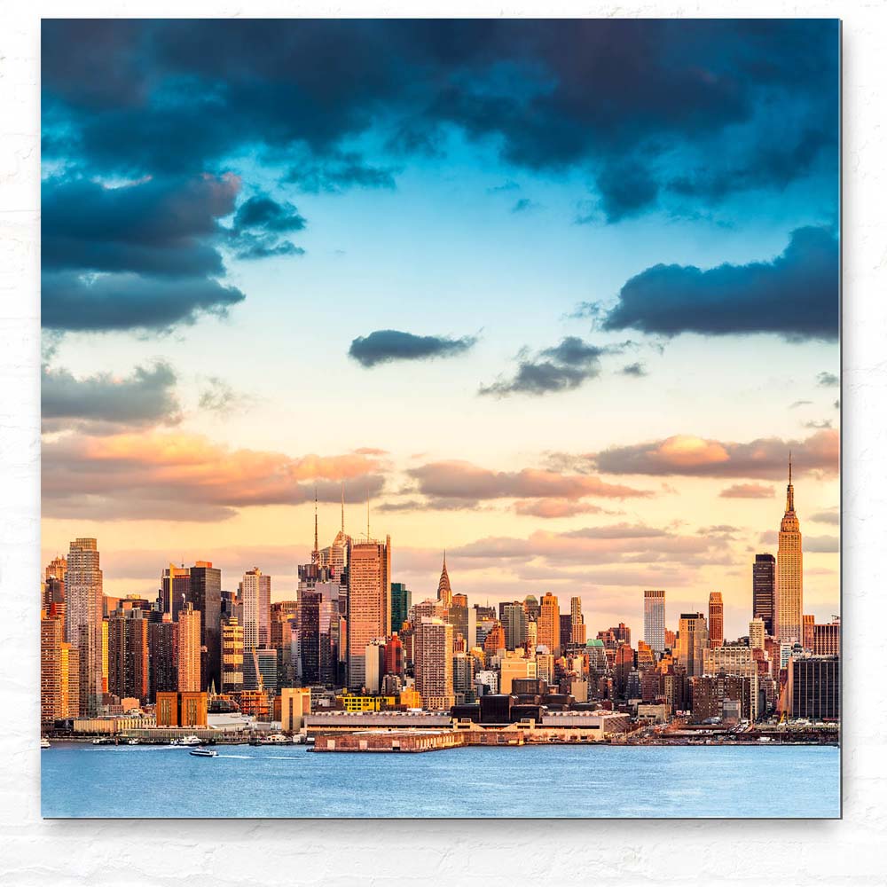 Skyline Panorama von New York als Alu-Dibond Bild 80x80cm