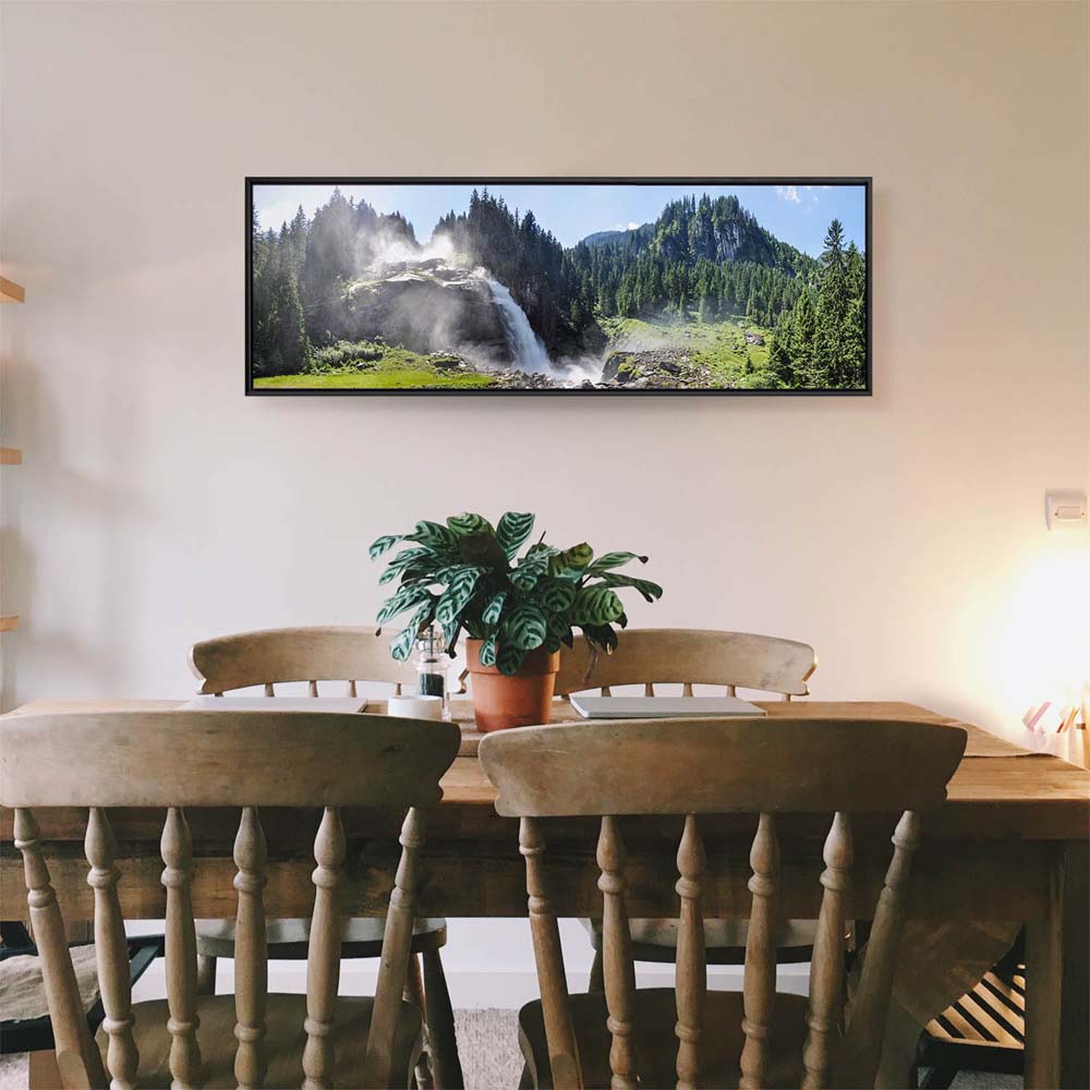 Wald & Bäume Krimmler Wasserfälle im schwarzen Bilderrahmen, 120x60cm