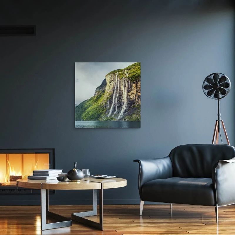 Wasserfall Seven Sisters als Alu-Dibond Bild 80x80cm