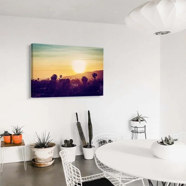 Keilrahmenbild Skyline, Los Angeles sunset 90x60cm groß