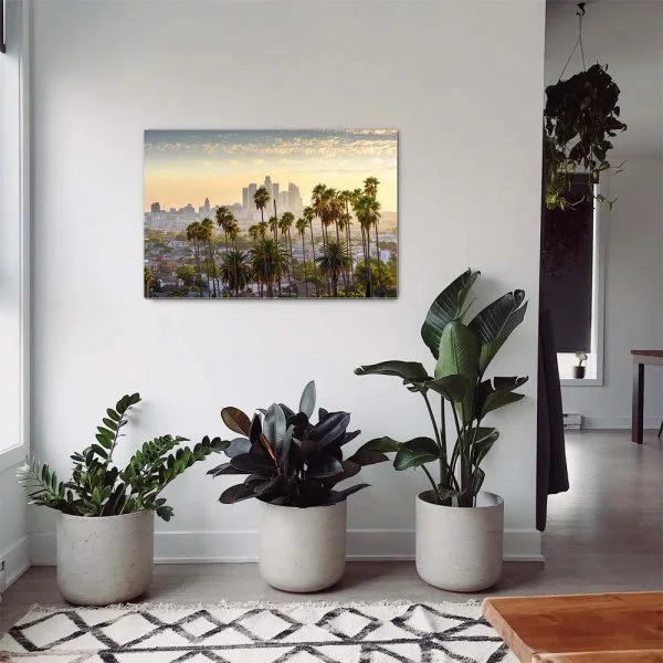 Skyline Los Angeles Palmen als Alu-Dibond Bild 120x60cm