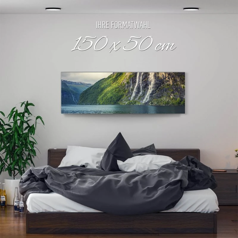 Alu-Dibond Bild 150x50cm groß Wasserfall Seven Sisters