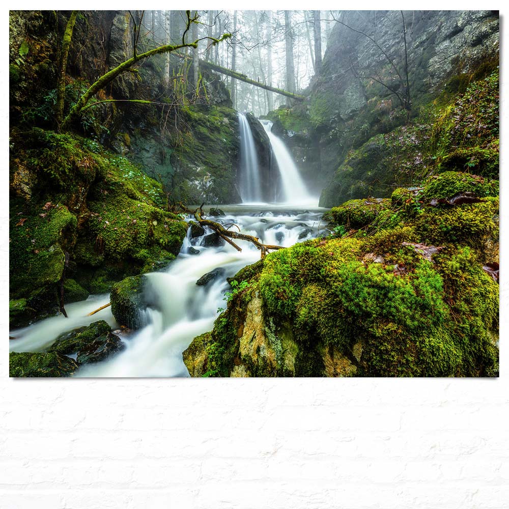 Poster Wasserfall im Schwarzwald Wald & Bäume, 100x75cm groß