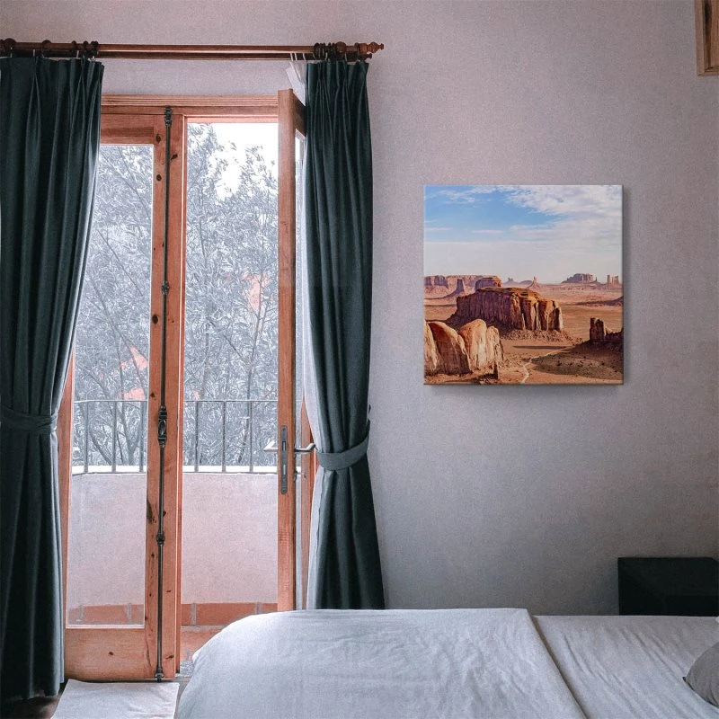 Sinus Art Wandbild 80x80 Cm – Sepia Landschaft Mit Bergen, Alpen-Motiv Auf Fotoleinwand
