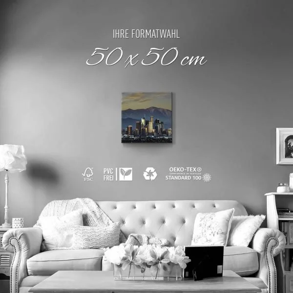 Skyline Los Angeles by night als Leinwand Bild 50x50cm