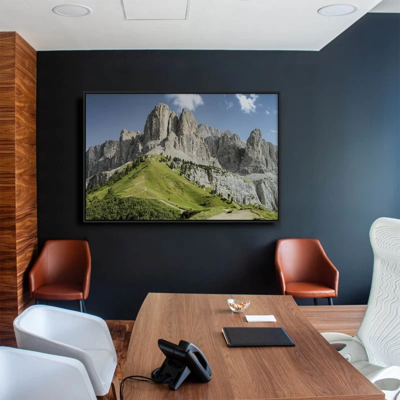 Berge & Gebirge Dolomiten Panorama im schwarzen Bilderrahmen, 160x120cm