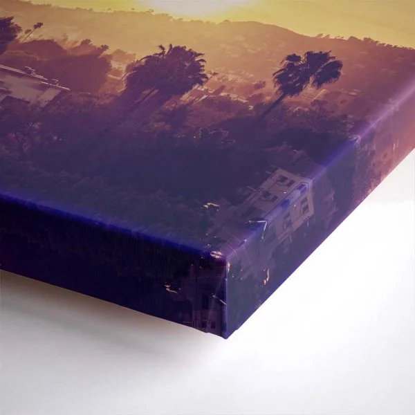Keilrahmenbild Skyline, Los Angeles sunset 90x60cm groß