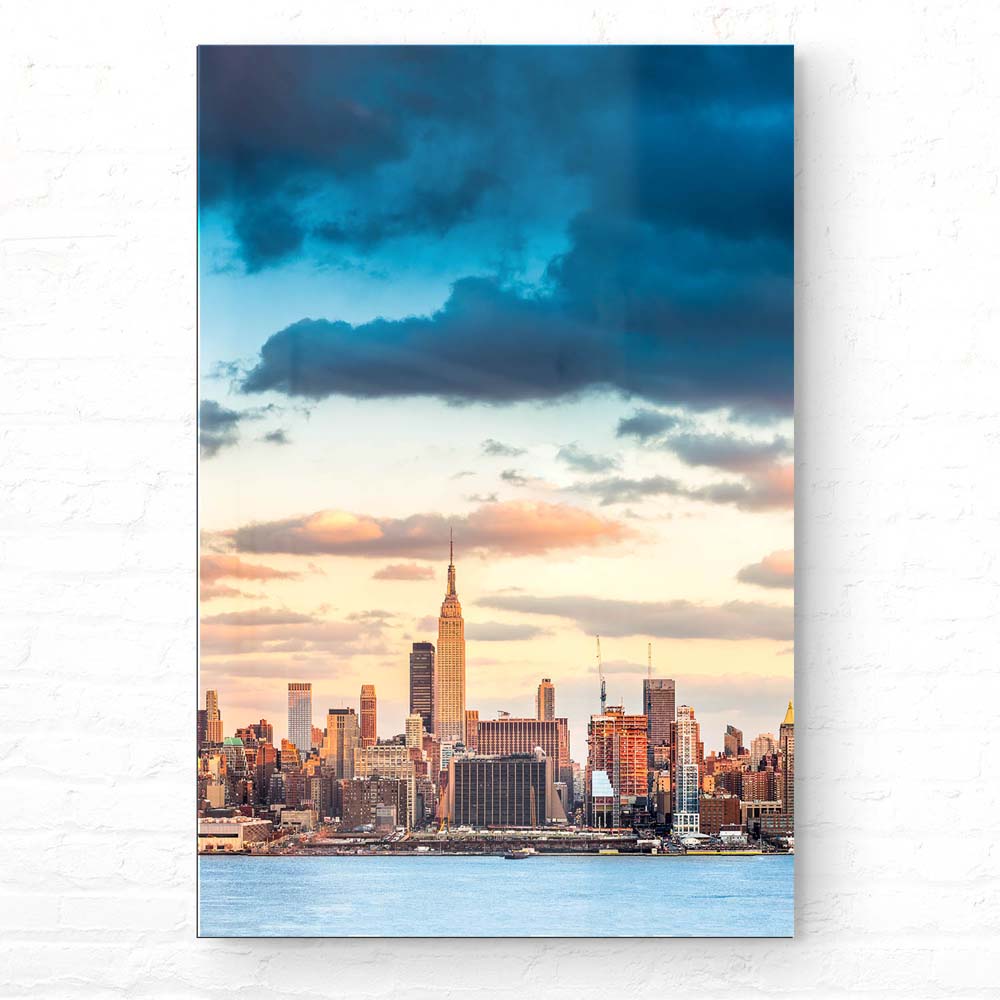 Skyline im Hochformat, 100x150cm Panorama von New York als XXL Acrylglasverbund Bild