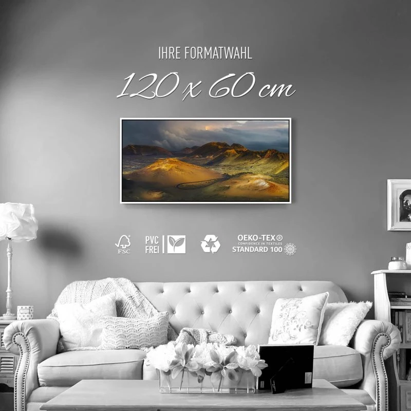 Berge & Gebirge Lanzarote Spanien im weißen Bilderrahmen, 120x60cm