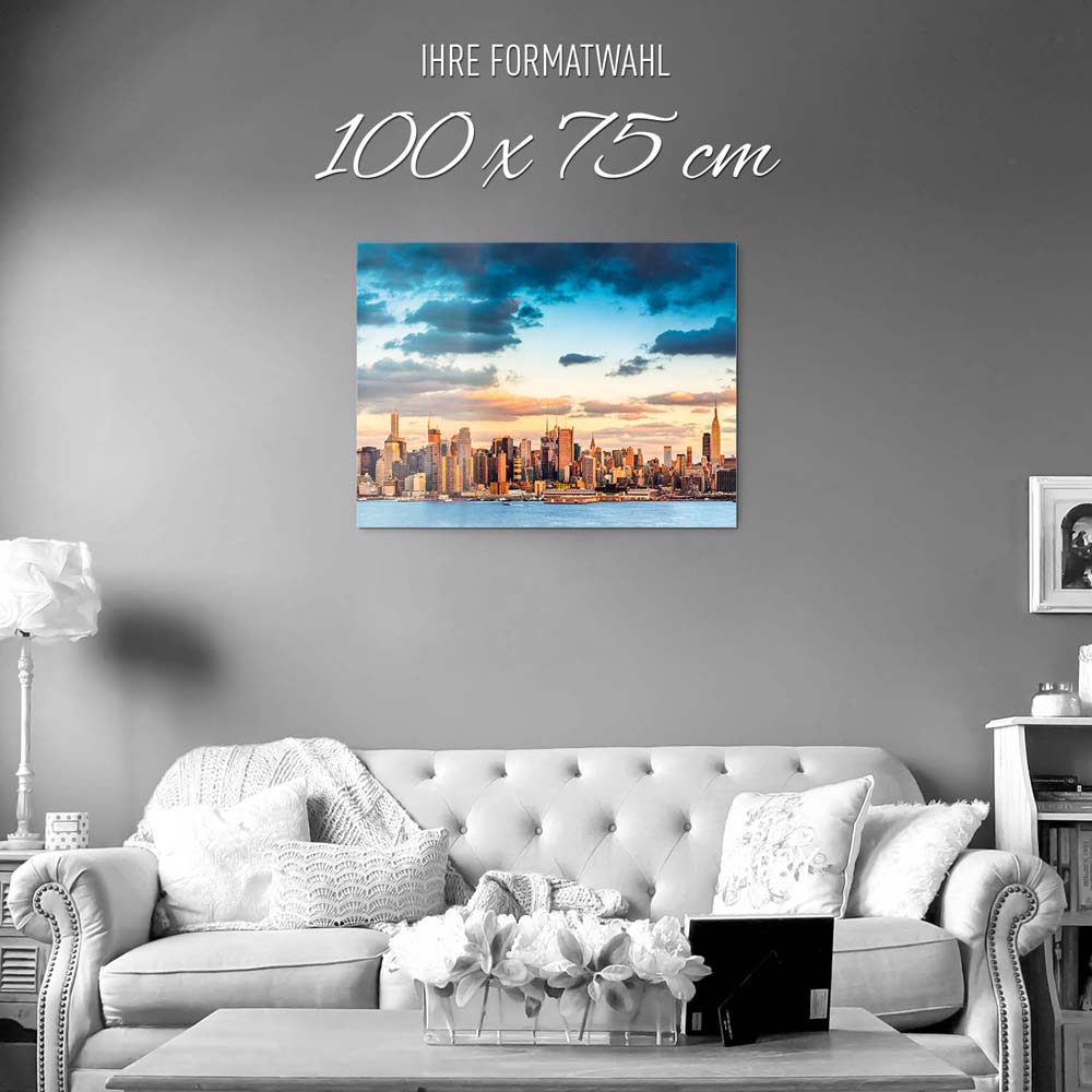 Skyline Panorama von New York als Acrylglasverbund Bild 100x75cm