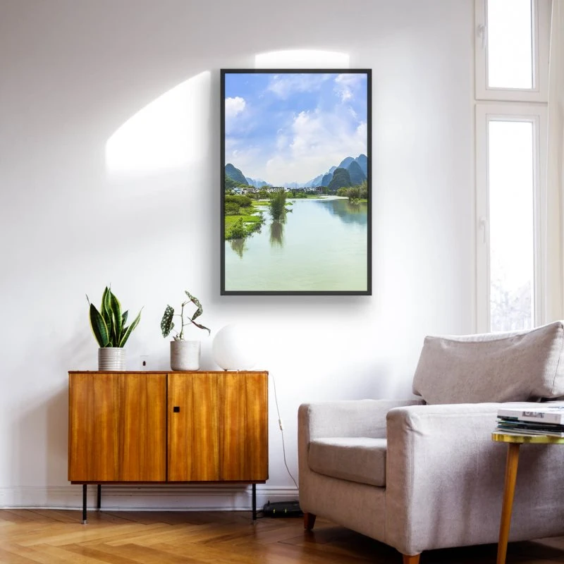 Flüsse & Seen China Li-Fluss im Hochformat 40x60cm mit schwarzen Bilderrahmen