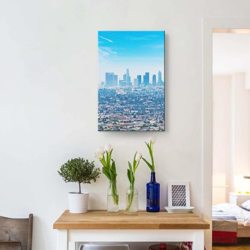 Keilrahmenbild Hochformat, Skyline, Los Angeles Panorama 60x90cm groß