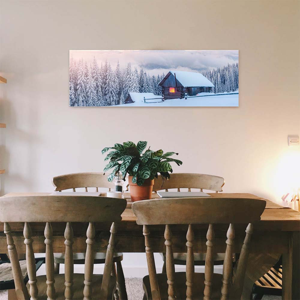 Berge & Gebirge Winterhütte als Acrylglasverbund Bild 180x120cm