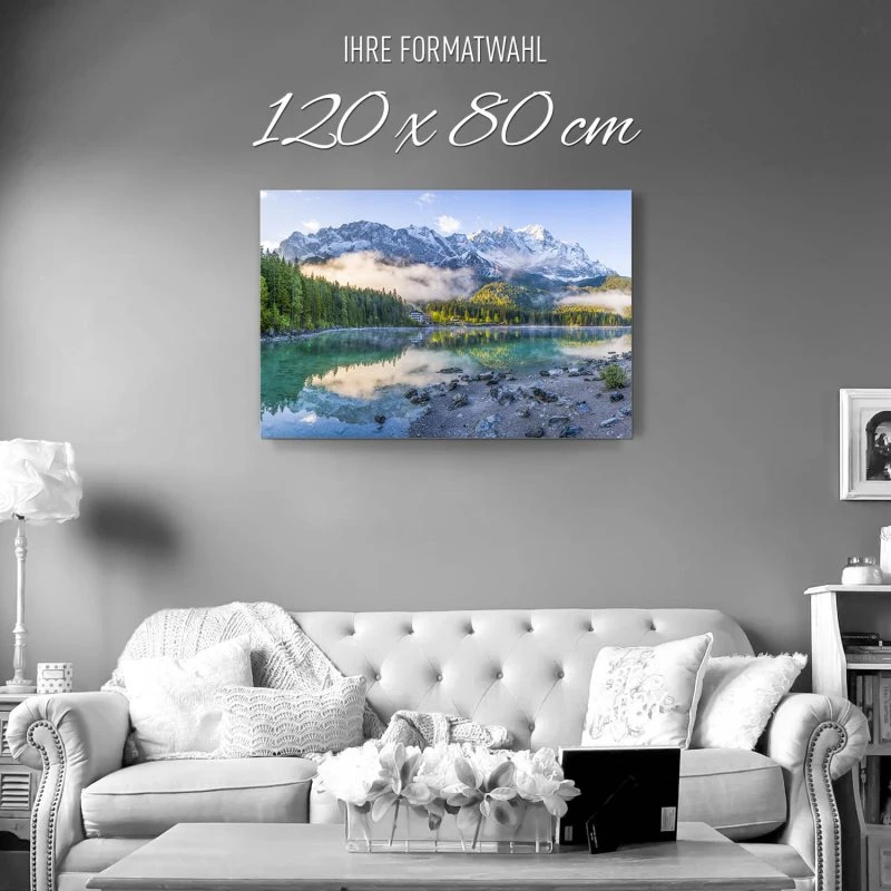 Berge & Gebirge Eibsee mit Zuspitze Alpen als Alu-Dibond Bild 120x80cm