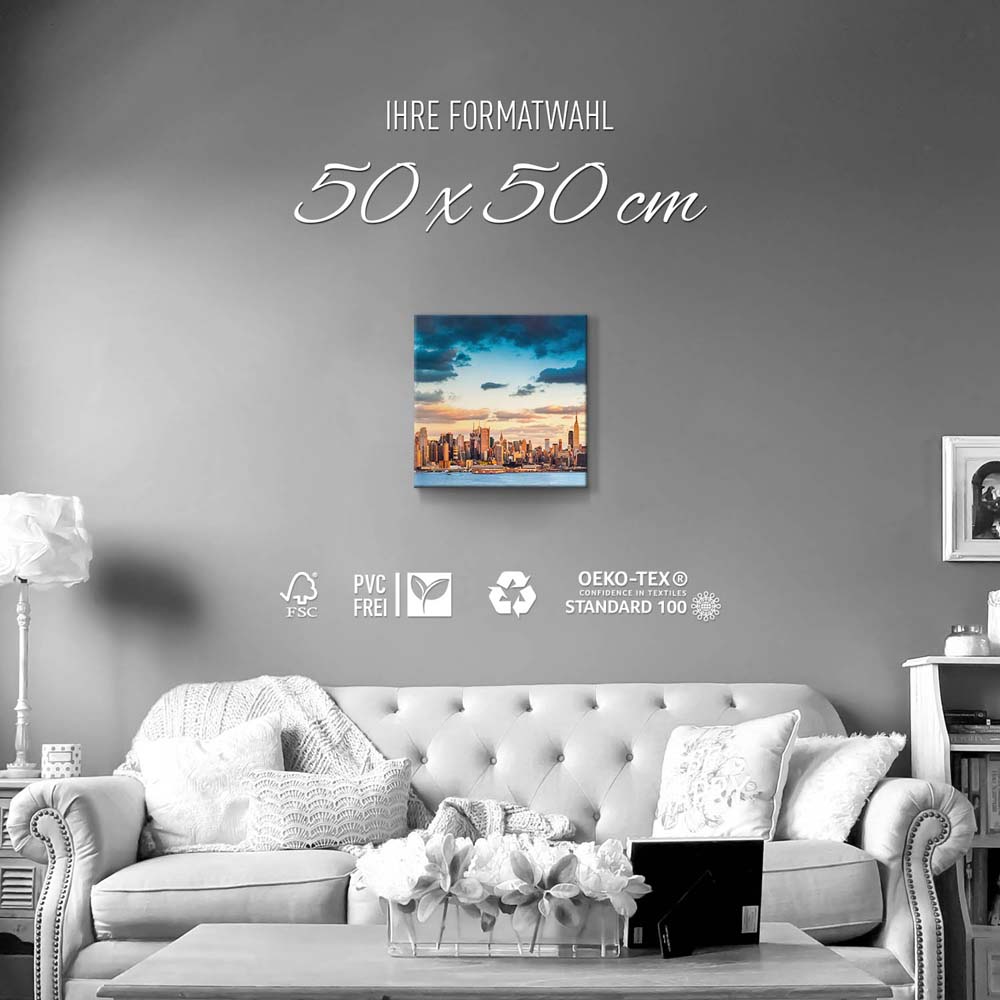 Skyline Panorama von New York als Leinwand Bild 50x50cm
