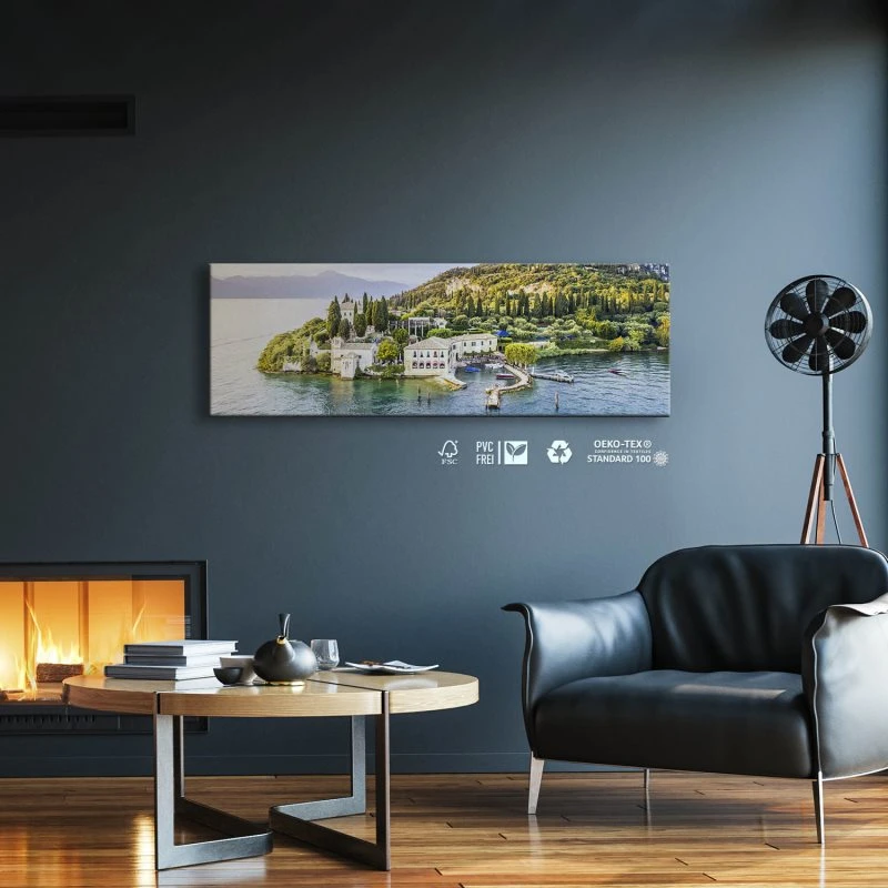 Strand & Meer Punta San Vigilio, Gardasee als Leinwand Bild 150x50cm