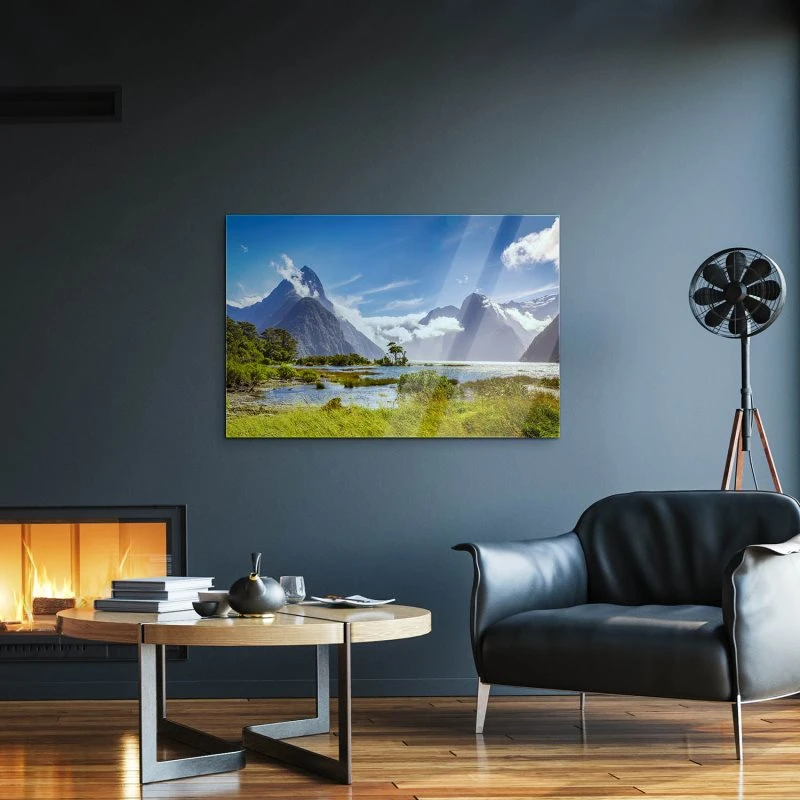 Berge & Gebirge Neuseeland Milford Sound Fjord als Acrylglasverbund Bild 160x120cm