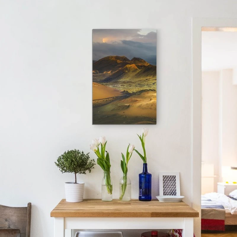XXL Berge & Gebirge Alu-Dibond Bild im Hochformat 100x150cm, Motiv Lanzarote Spanien