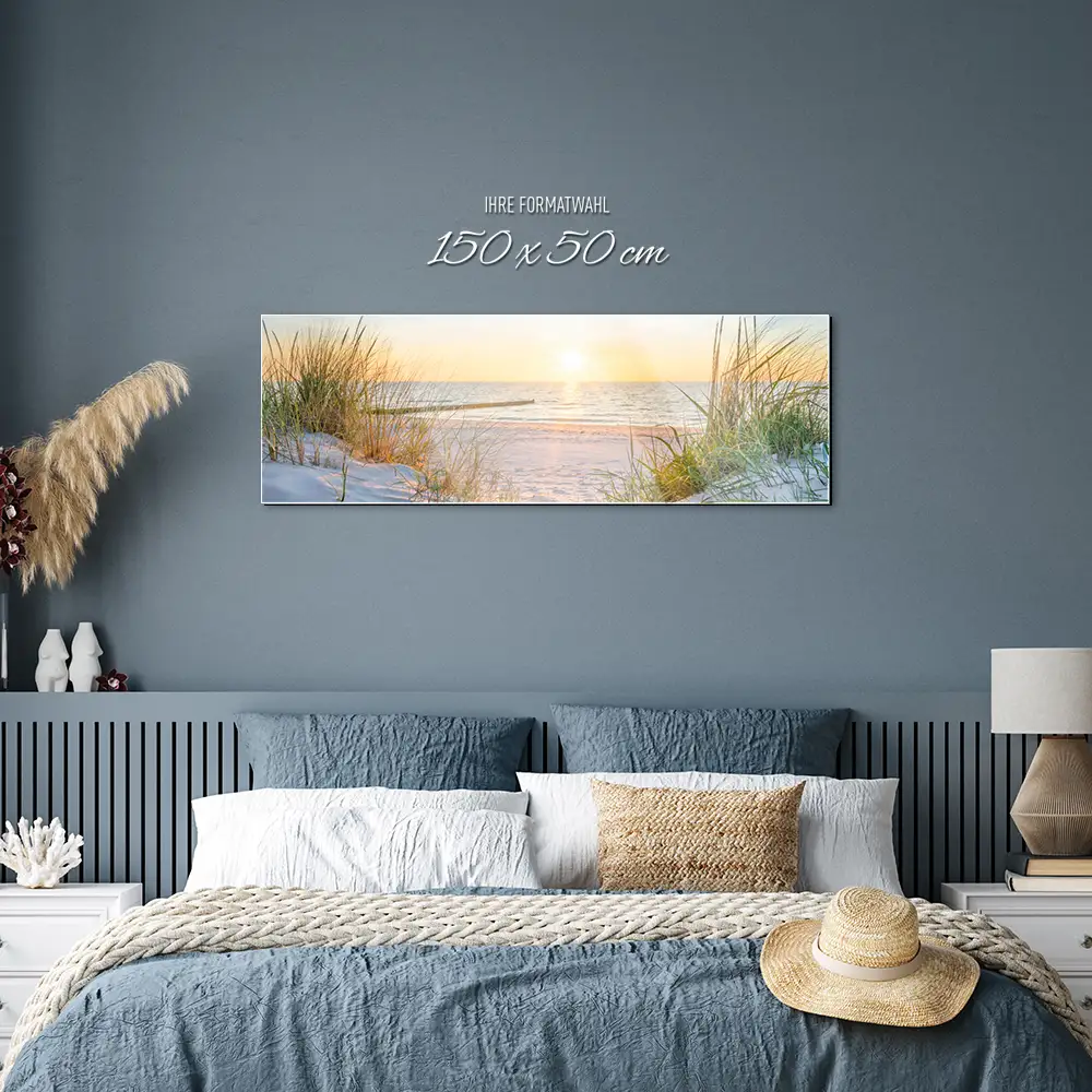 Strand & Meer Ostsee Sonnenuntergang als Acrylglasverbund Bild 150x50cm