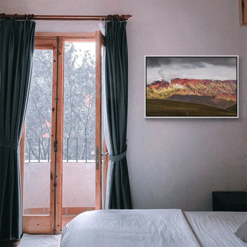 Berge & Gebirge 14 Farben im weißen Bilderrahmen, 90x60cm