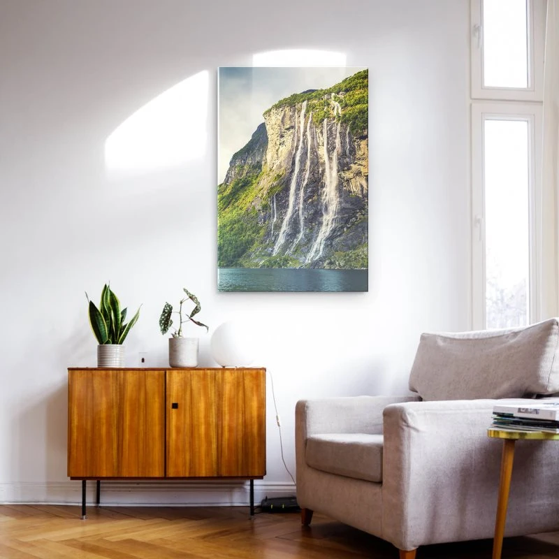 Wasserfall im XXL Hochformat, Seven Sisters als Acrylglasbild 100x150cm