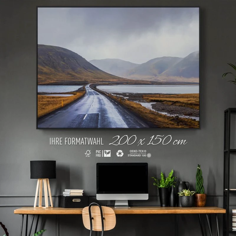 Berge & Gebirge Halbinsel Snæfellsnes Island im schwarzen Bilderrahmen, 200x150cm