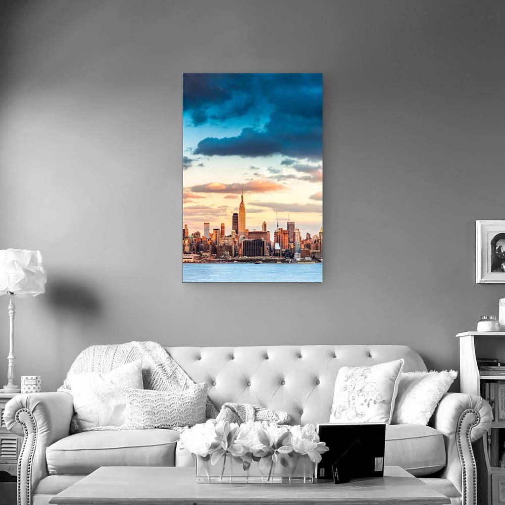 Alu-Dibond Bild im Hochformat, Skyline Panorama von New York 80x120cm