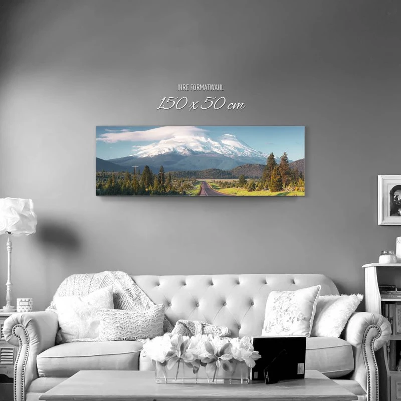Alu-Dibond Bild 150x50cm groß Berge & Gebirge Road to Mounts Shasta USA