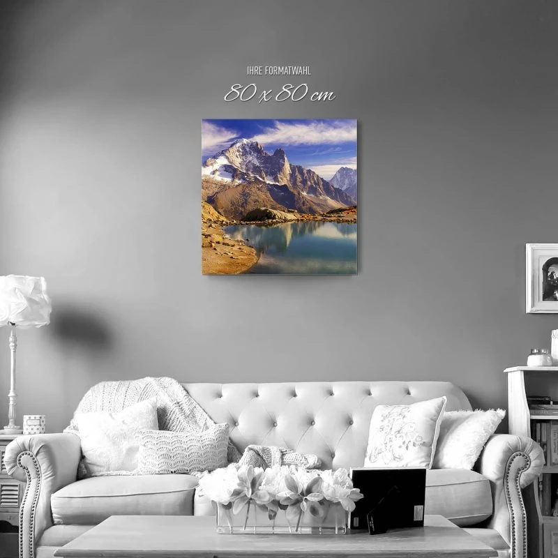 Berge & Gebirge Crystal Lakes Franz. Alpen als Alu-Dibond Bild 80x80cm