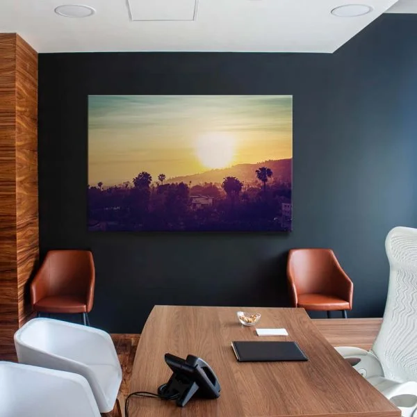 Keilrahmenbild Skyline, Los Angeles sunset 90x60cm groß