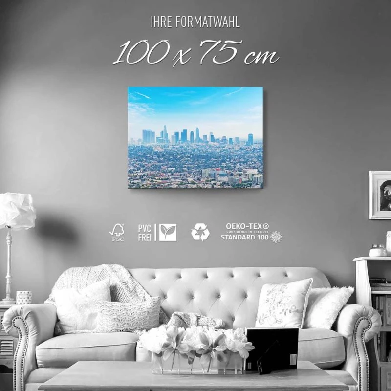 Leinwandbild Skyline Los Angeles Panorama 100x75cm