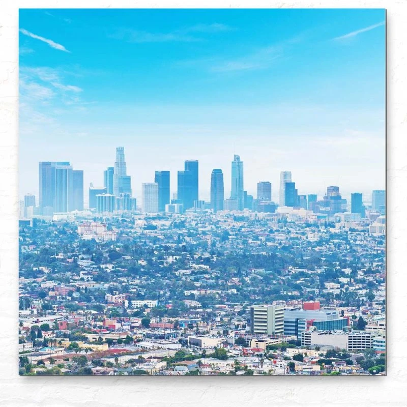 Skyline Los Angeles Panorama als Alu-Dibond Bild 80x80cm