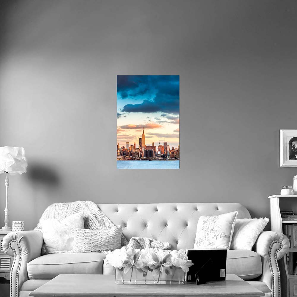 Poster 60x90cm im Hochformat, Panorama von New York Skyline