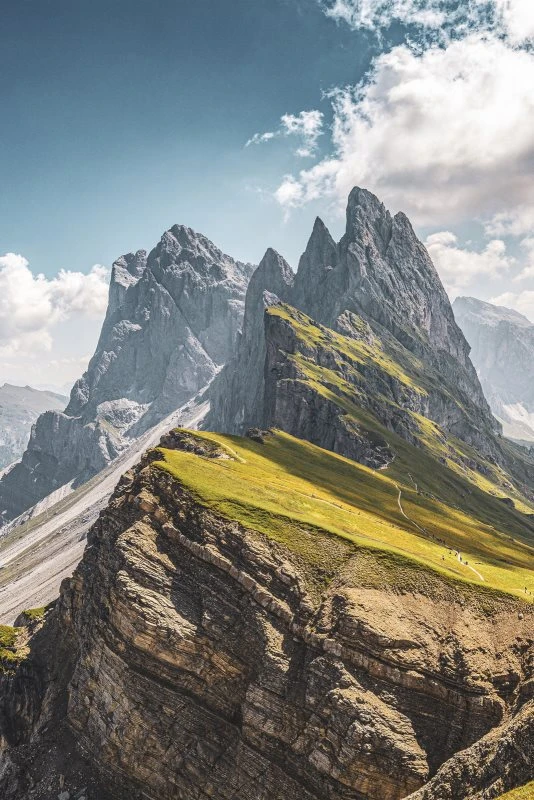Berge & Gebirge im XXL Hochformat, Dolomiten Geisslergruppe als Acrylglasbild 100x150cm