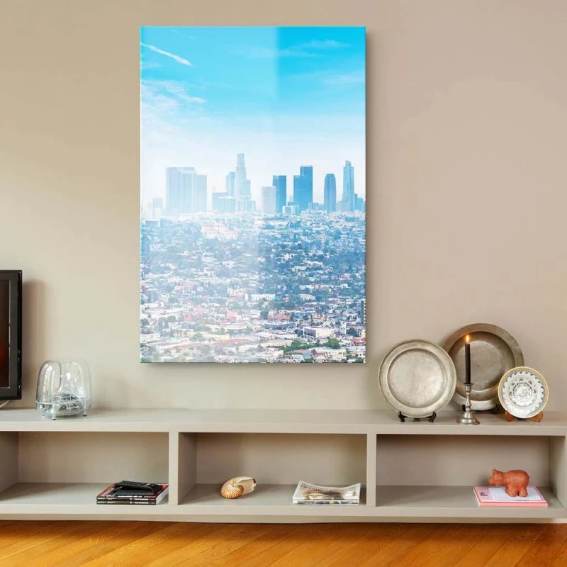 Skyline im XXL Hochformat, Los Angeles Panorama als Acrylglasbild 100x150cm