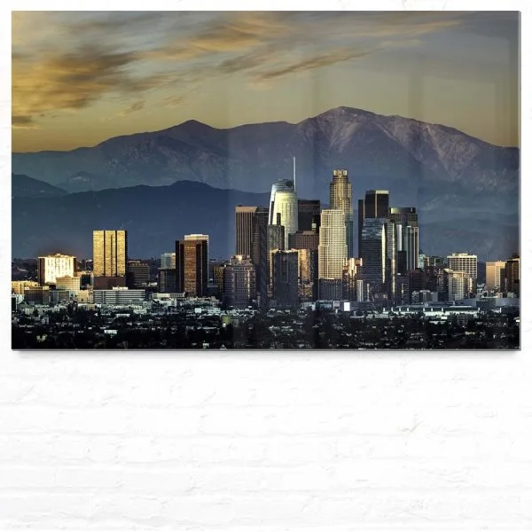 Skyline Los Angeles by night als Acrylglasverbund Bild 180x120cm
