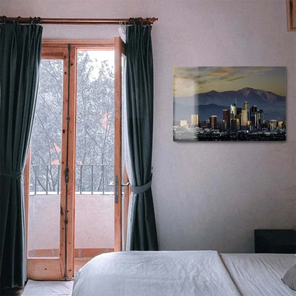 Skyline Los Angeles by night als Acrylglasverbund Bild 100x75cm