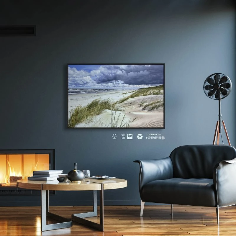 Strand & Meer Ostsee Strand Polen im schwarzen Bilderrahmen, 120x60cm
