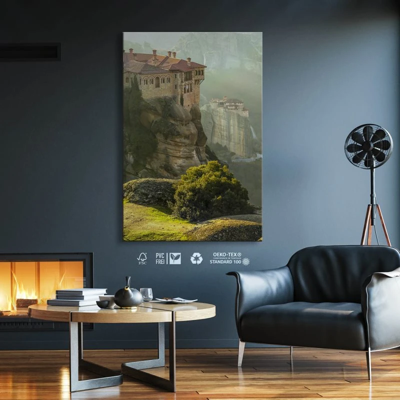 Leinwandbild 40x60cm Hochformat, Berge & Gebirge Mateora Griechenland
