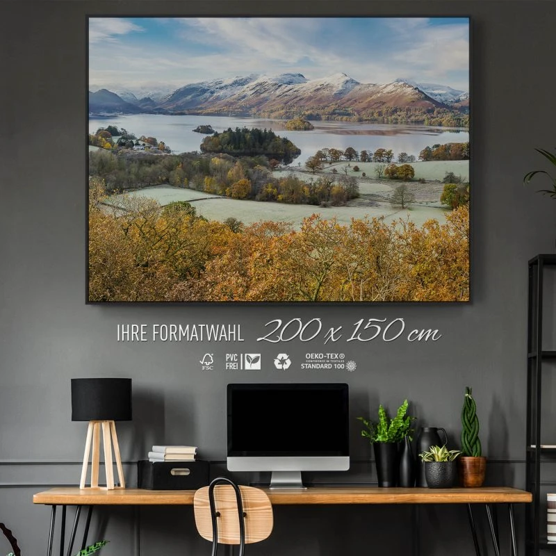 Berge & Gebirge Derwent Water England im schwarzen Bilderrahmen, 200x150cm