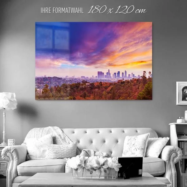 Skyline Los Angeles hills als Acrylglasverbund Bild 180x120cm
