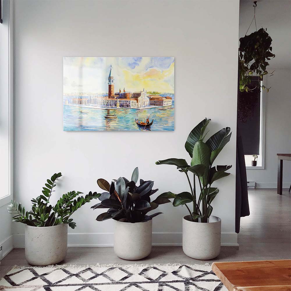 Panorama Acrylglasbild 180x90cm Skyline Venedig als Gemälde