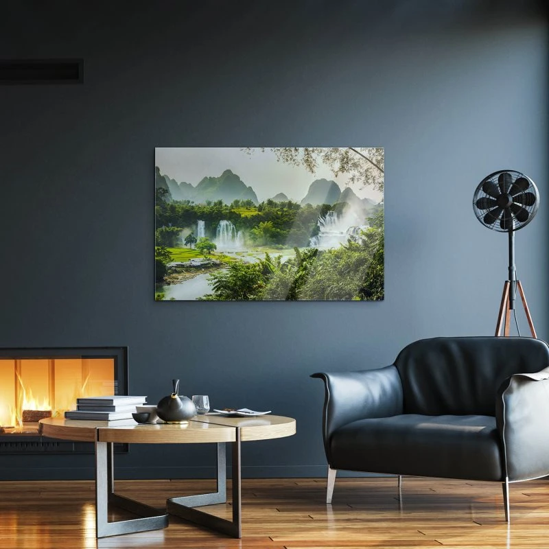 Berge & Gebirge Ban Gioc Wasserfälle als Acrylglasverbund Bild 160x120cm