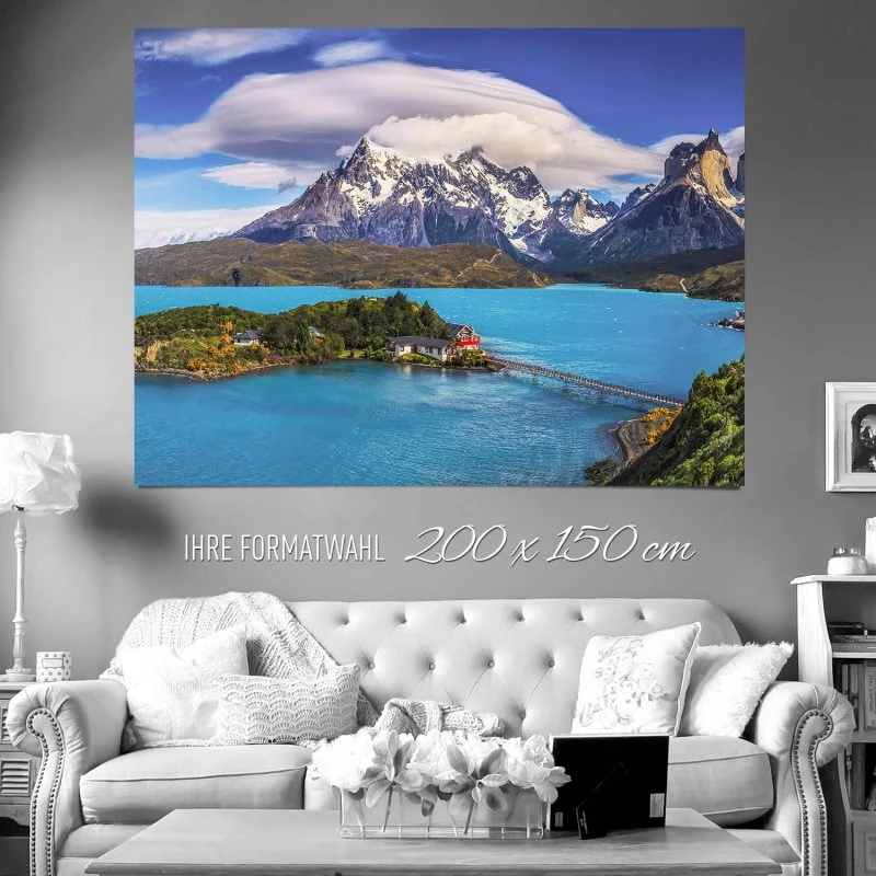 XXL Poster 200x150cm Berge & Gebirge Lake Pehoe Patagonien
