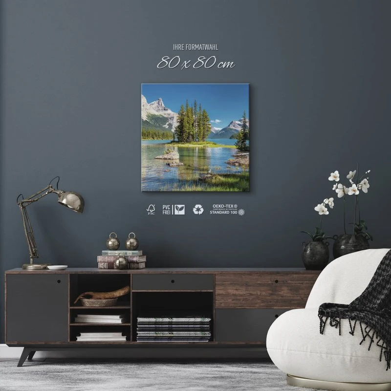 Berge & Gebirge Rocky Montains Magnige Lake als Leinwand Bild 80x80cm
